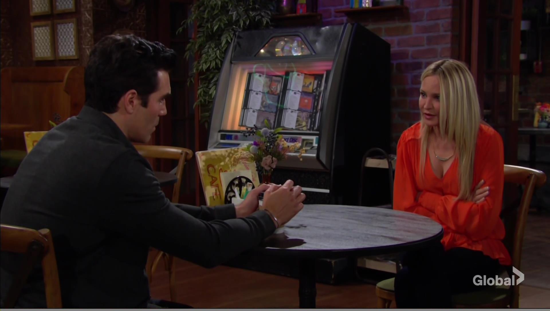 rey sharon talk marriage at coffee shop young restless