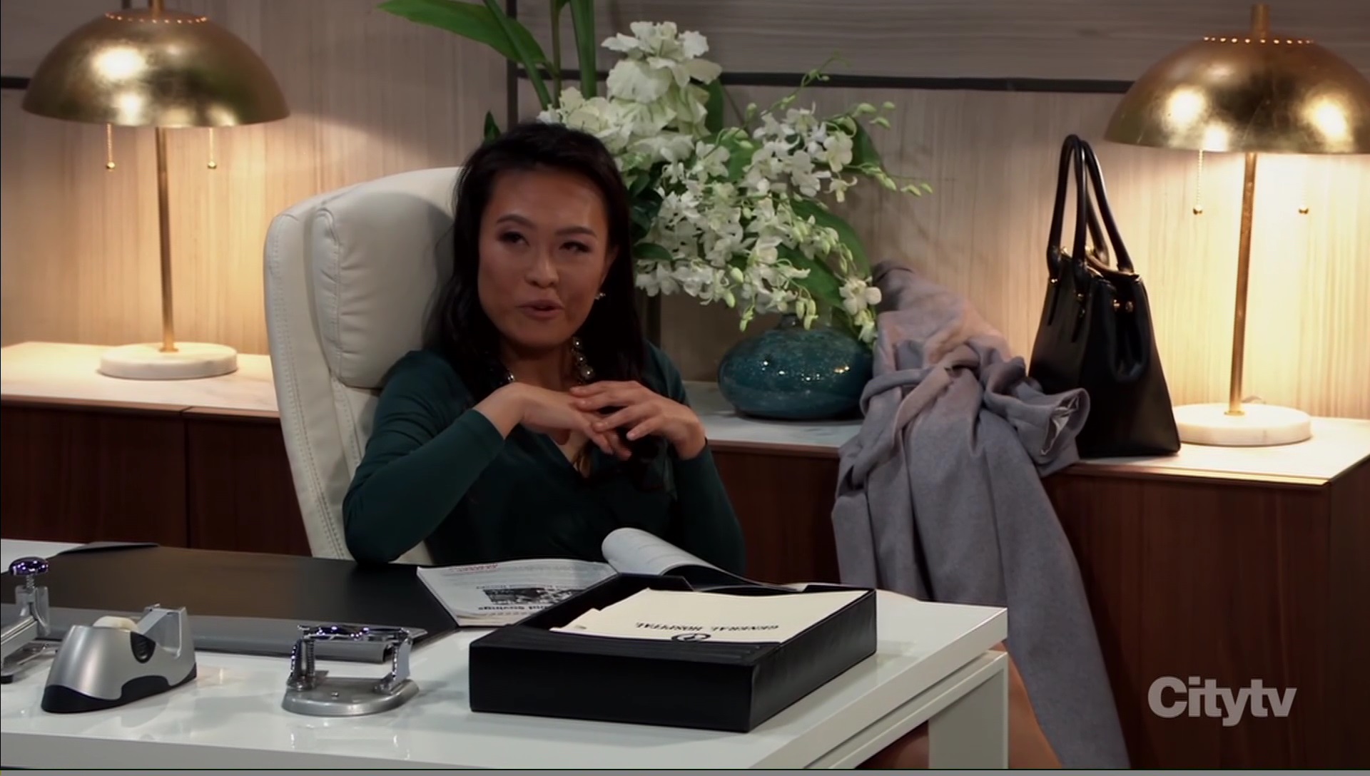 Nina Wu with Britt in office general hospital abc soapsspoilers