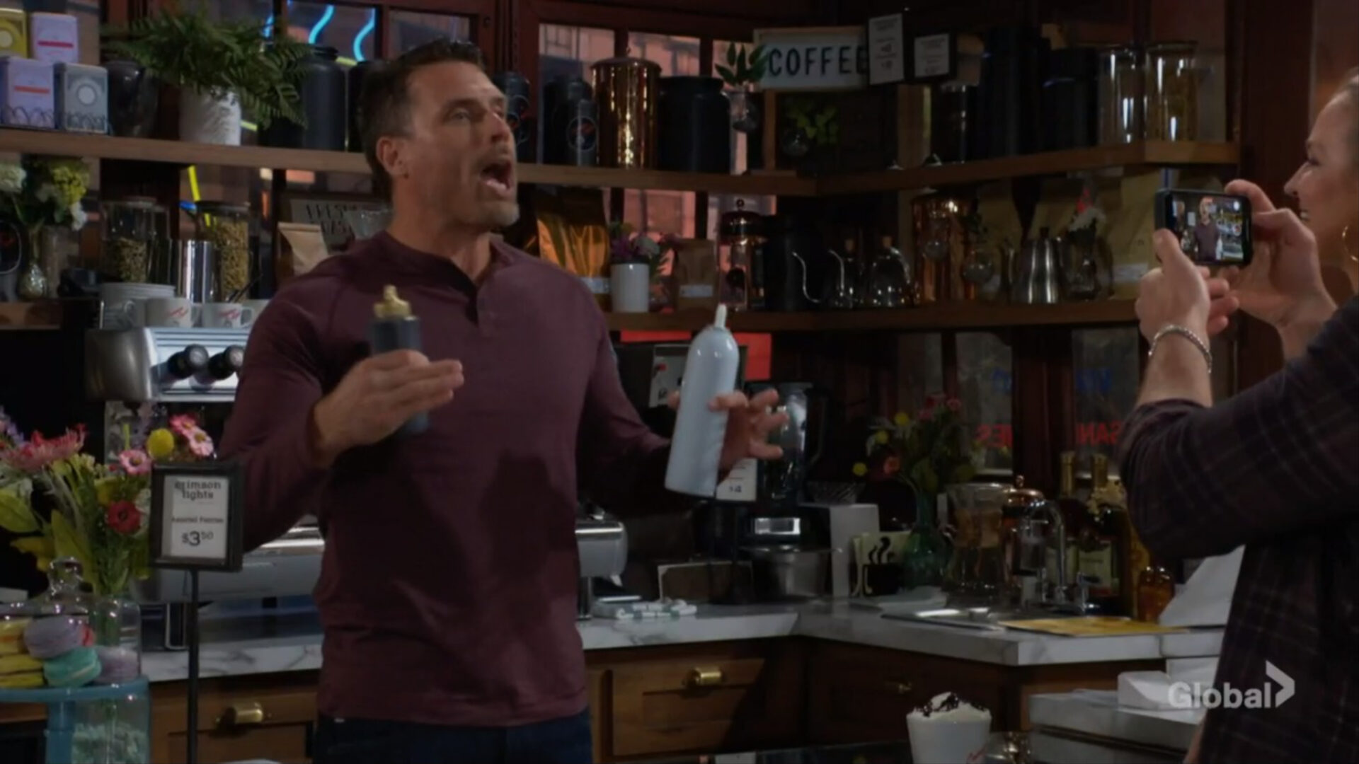 nick making coffee young and the restless