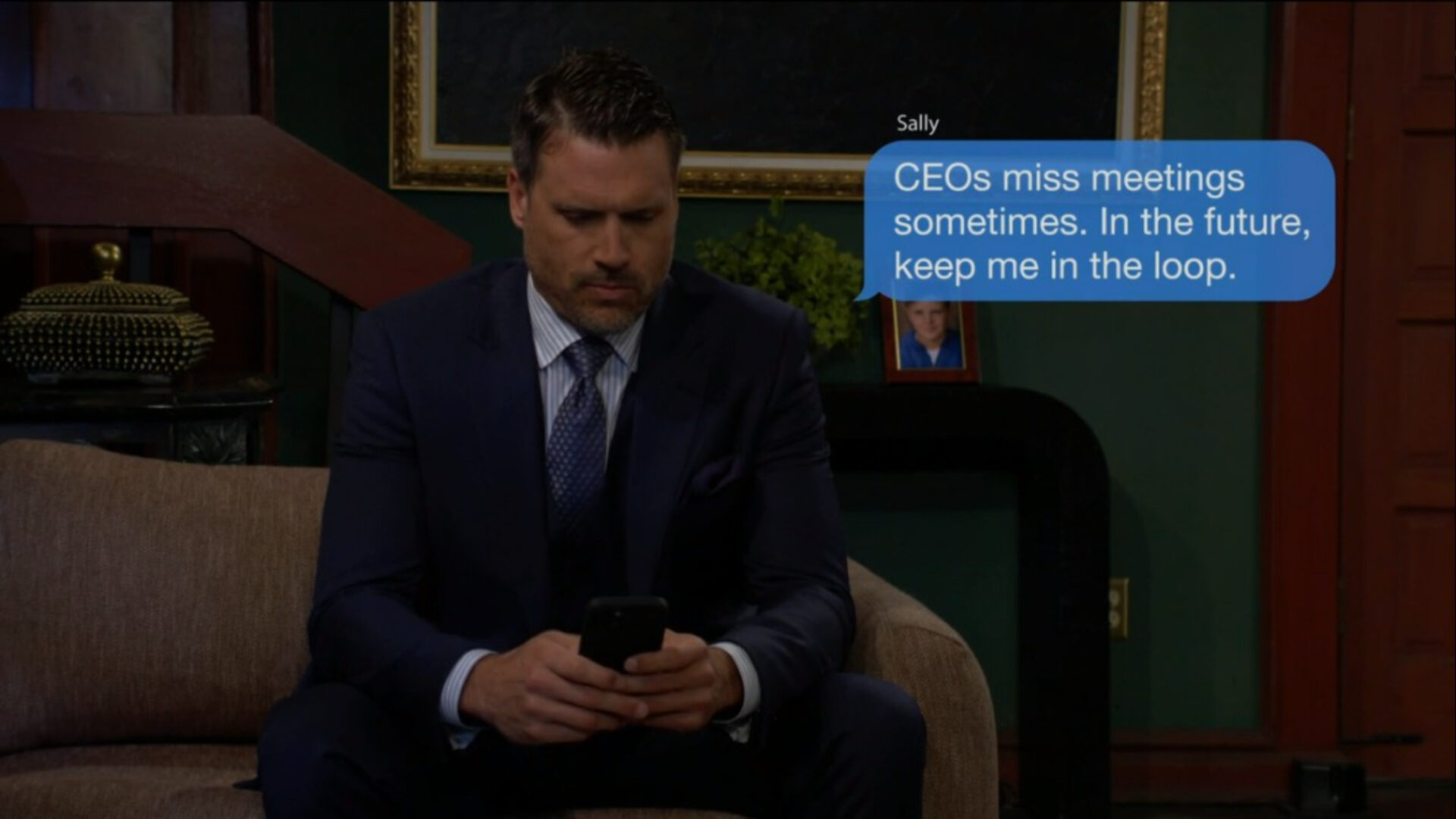 nick text sally meeting Y&R