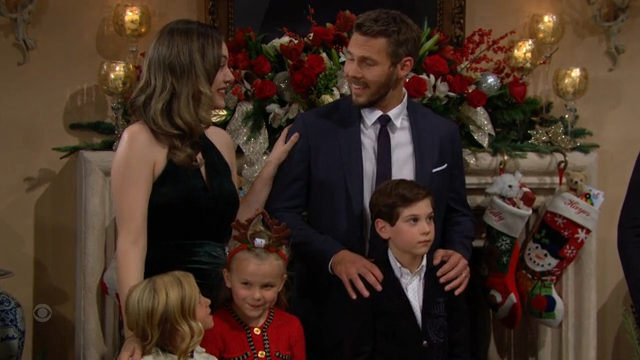 liam and hope with the kids christmas Bold and beautiful recaps SoapsSpoilers