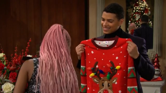 zende ugly sweater christmas Bold and beautiful recaps SoapsSpoilers