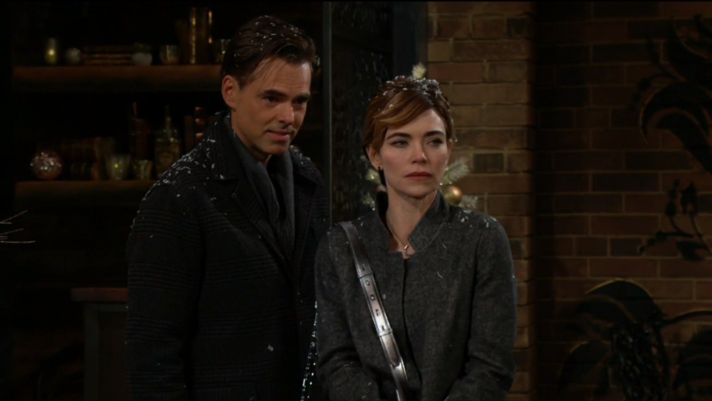 victoria and billy at society christmas Y&R recaps