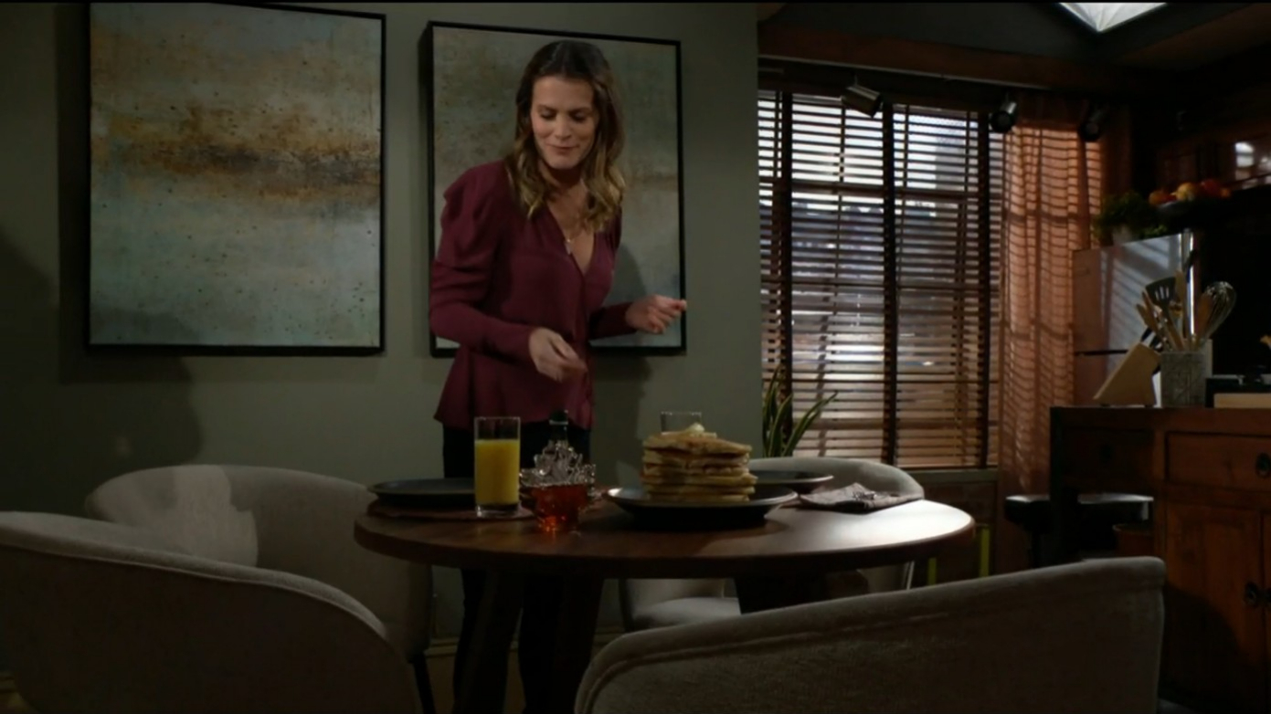 chelsea and a huge stack of pancakes Y&R recaps SoapsSpoilers December 9