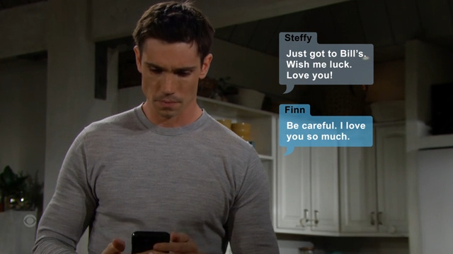 finn and steffy texting Bold and Beautiful recaps