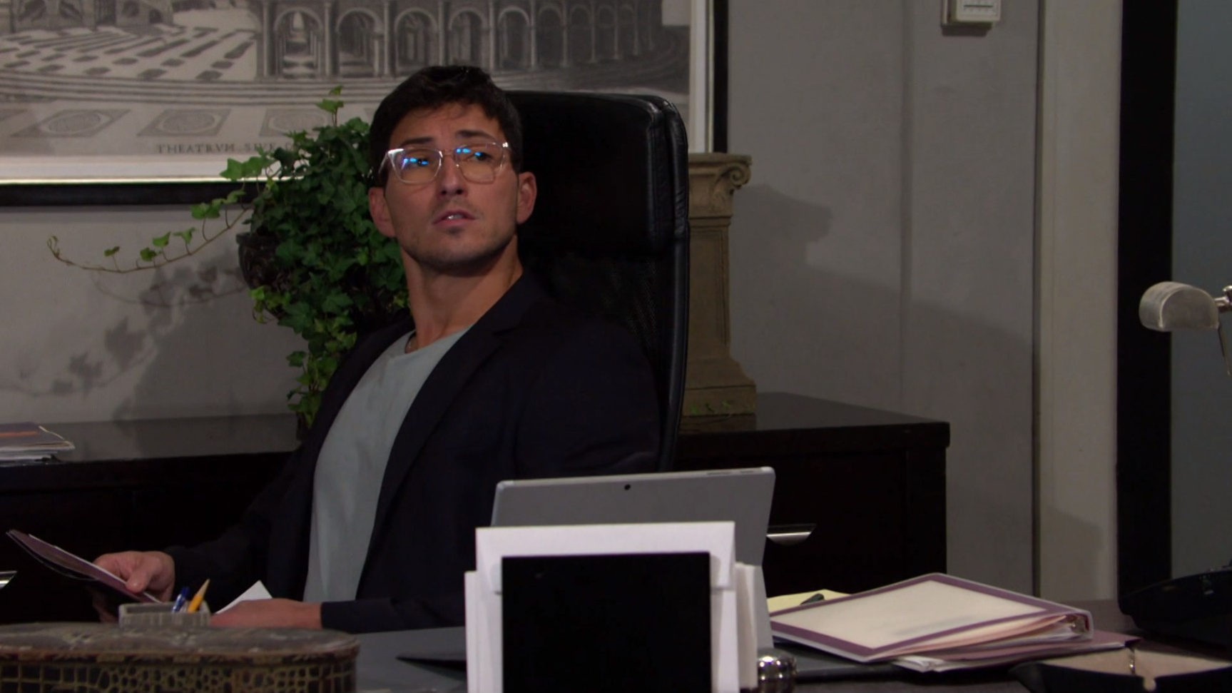 alex in sonny's office Days of our Lives recaps