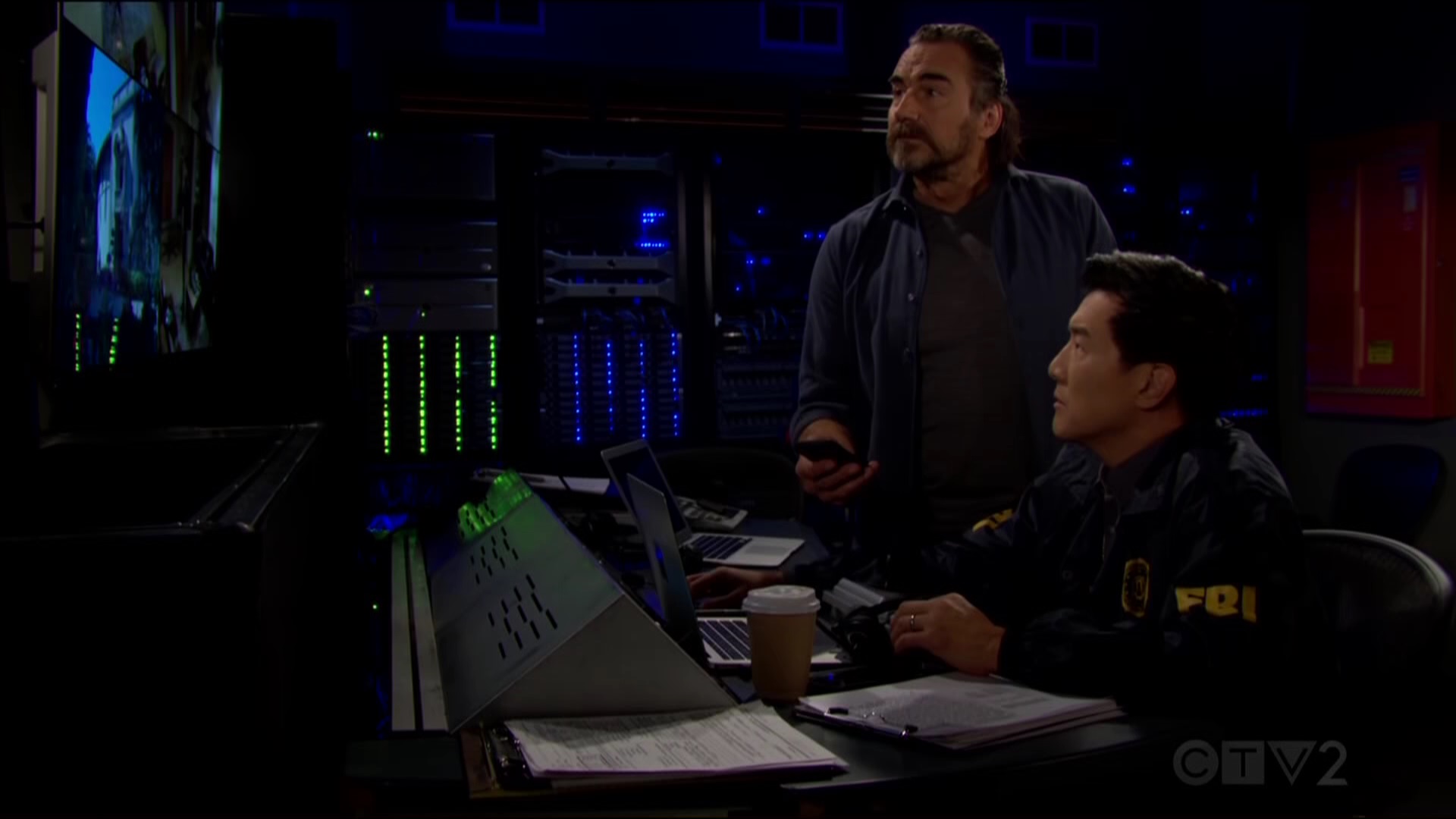 ridge and chen watch Bill rant about sheila