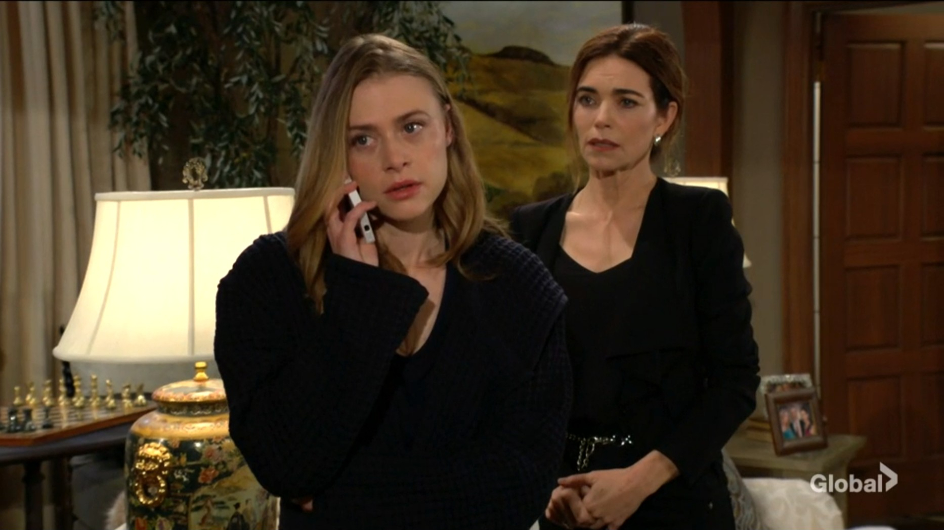 claire and victoria with call to jordan Y&R recaps