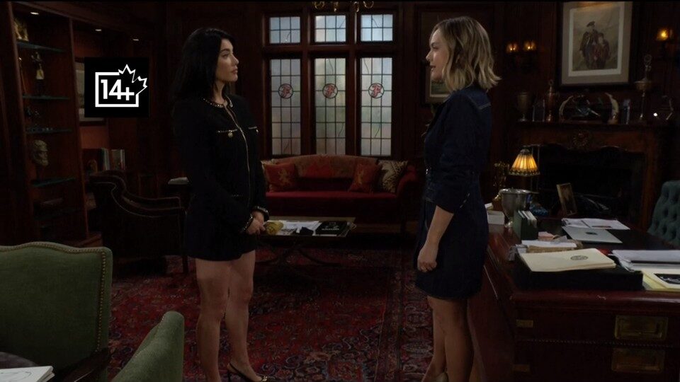 steffy and hope facing off in the office B&B