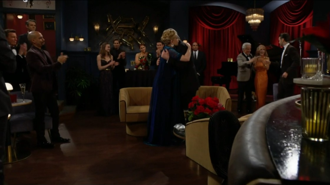 victor and nikki embrace at party Y&R recaps soapsspoilers